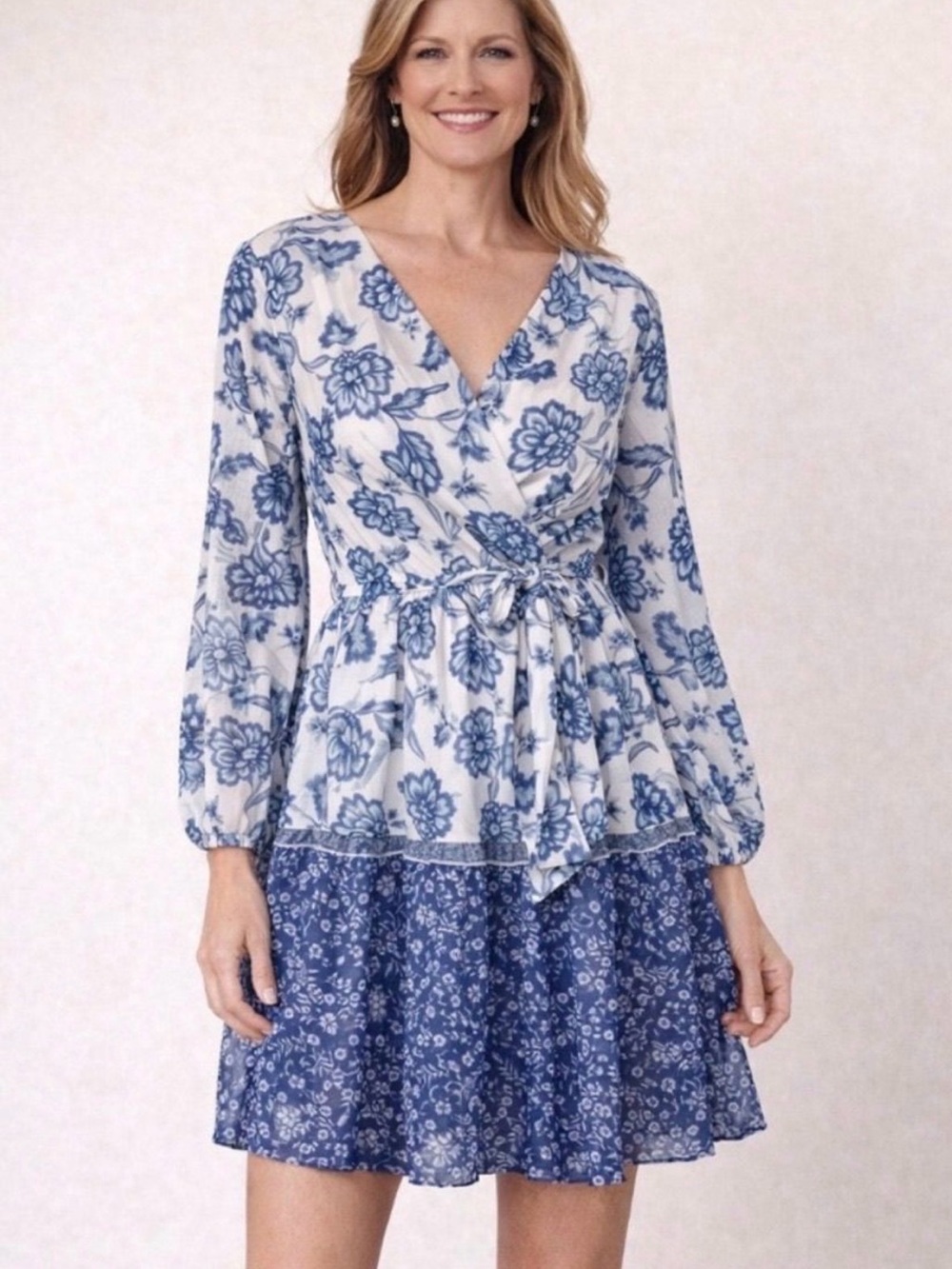 Japna blue/white Floral boho Dress
